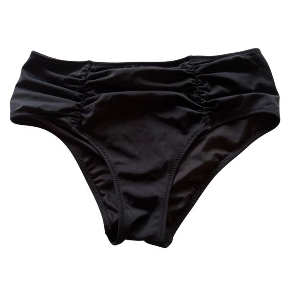 Victoria's Secret High Waist Ruched Bikini Bottom Black Size S Swim - Picture 1 of 4